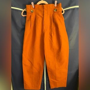Zara Rust Paper-bag Waisted Pants